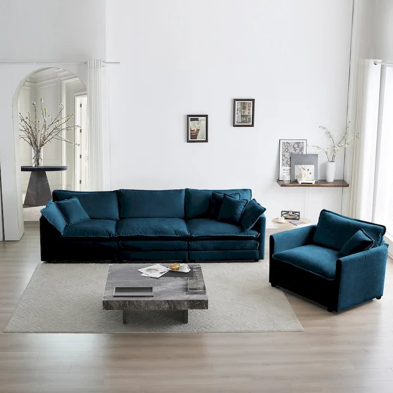 2-Piece Chenille Sectional Sofa Set for Living Room