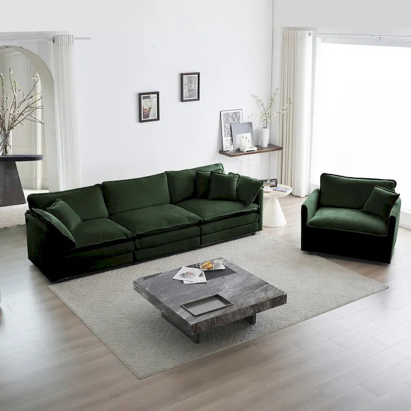 2-Piece Chenille Sectional Sofa Set for Living Room