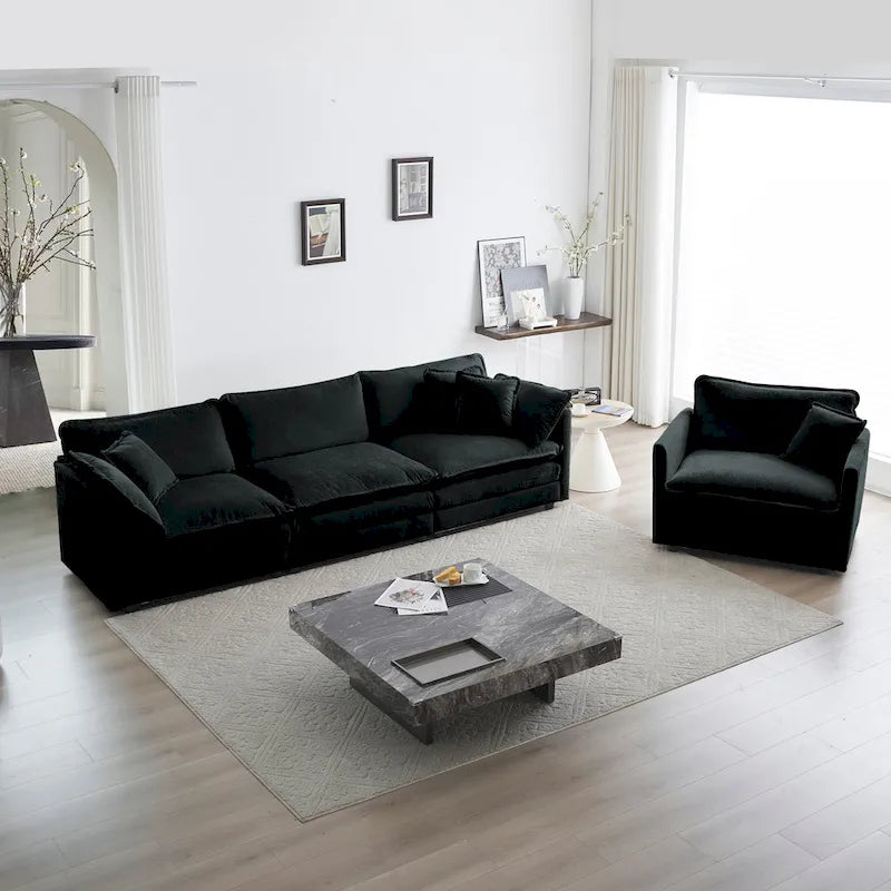 2-Piece Chenille Sectional Sofa Set for Living Room
