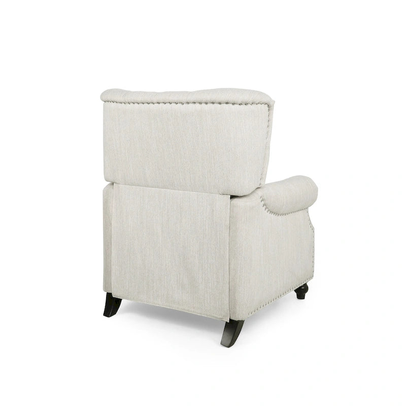 Push Back Recliner, Footrest, Button Back, Nailhead Trim