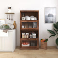 Bookcase Contemporary Closed Back Glass Doors Office Storage Cabinet Floor-to-Ceiling Low Cabinet