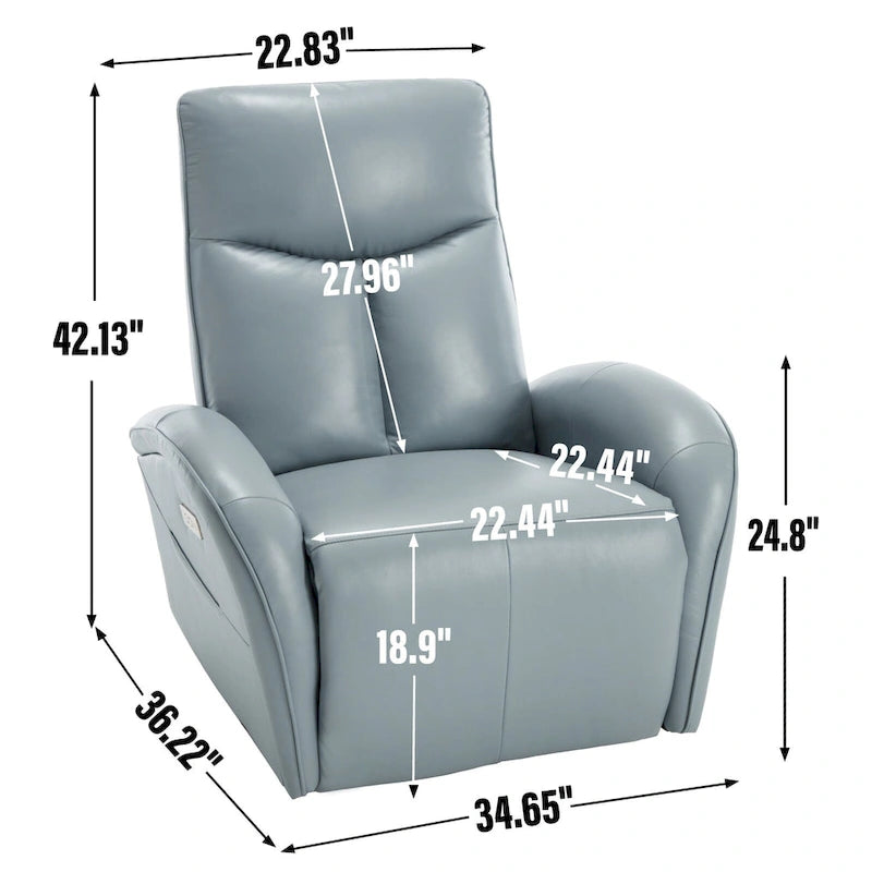 Leather Swivel and Rocker Power Recliner Chair, Max Swivel Degree 270, Heavy Duty Motion Mechanism with USB and Type-C