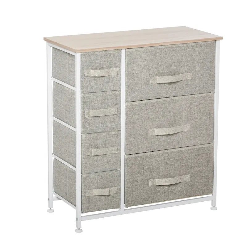 7-Drawer Dresser Storage Tower Cabinet Organizer Unit, Easy Pull Fabric Bins with Metal Frame for Bedroom, Closets