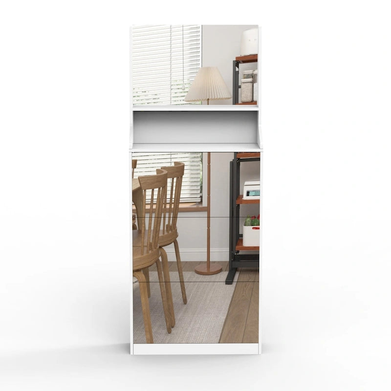 Shoe Cabinet with 3 mirrors,Shoe Storage Cabinet for Entryway,Vertical Shoe Cabinet for Front Door Entrance,Outdoor,Bedroom