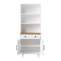 Storage Cabinet with 4 Solid Wood Gourd-Shaped Legs,Kitchen Pantry Cabinet with Adjustable Shelves,5 Tier Bookshelf with Drawer