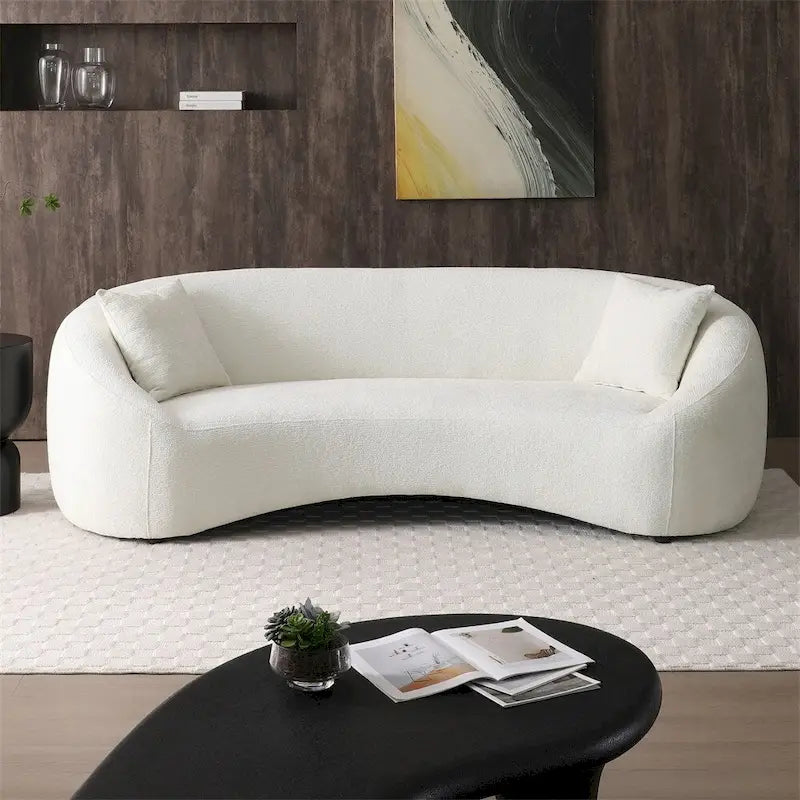 Minimalist 3 Seater Velvet Curved Sofa