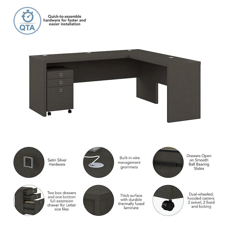 Echo 72W L Shaped Computer Desk w/ Drawers by Bush Business Furniture