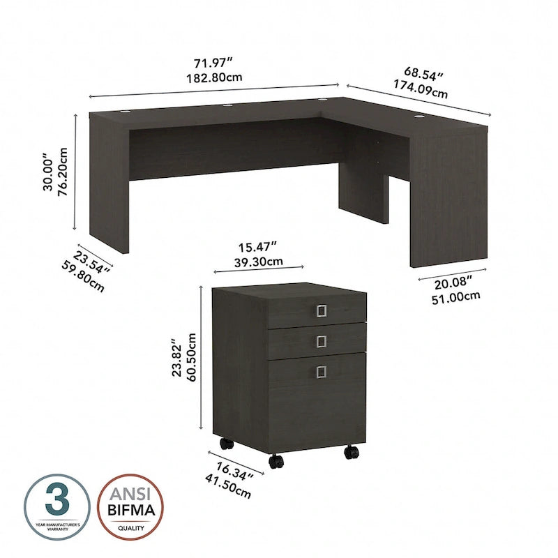Echo 72W L Shaped Computer Desk w/ Drawers by Bush Business Furniture