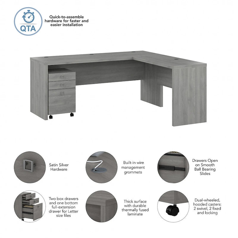 Echo 72W L Shaped Computer Desk w/ Drawers by Bush Business Furniture