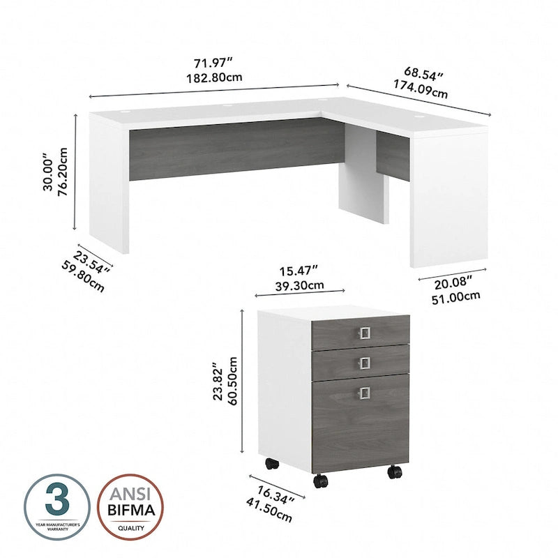 Echo 72W L Shaped Computer Desk w/ Drawers by Bush Business Furniture