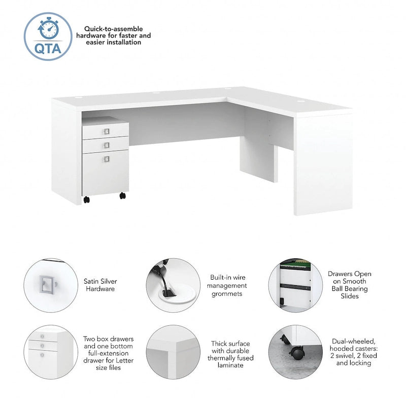 Echo 72W L Shaped Computer Desk w/ Drawers by Bush Business Furniture