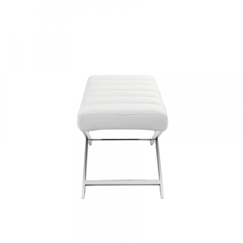 HomeRoots 55 Cream and Wood Brown Upholstered Polyester Blend Bench - 55