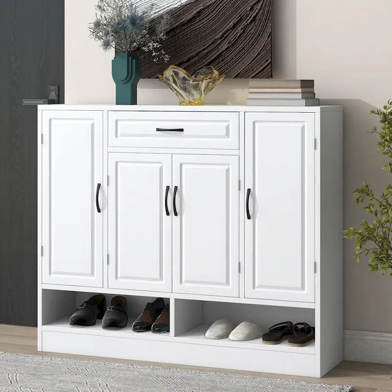 Sleek and Modern Shoe Cabinet with Adjustable Shelves, Minimalist Shoe Storage Organizer with Sturdy Top Surface