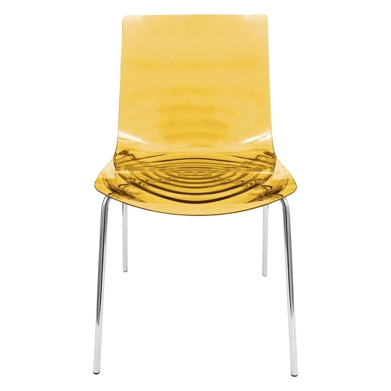 Astor Acrylic Dining Chair with Chrome Legs Modern Accent Side Chair Water Ripple Design Seats