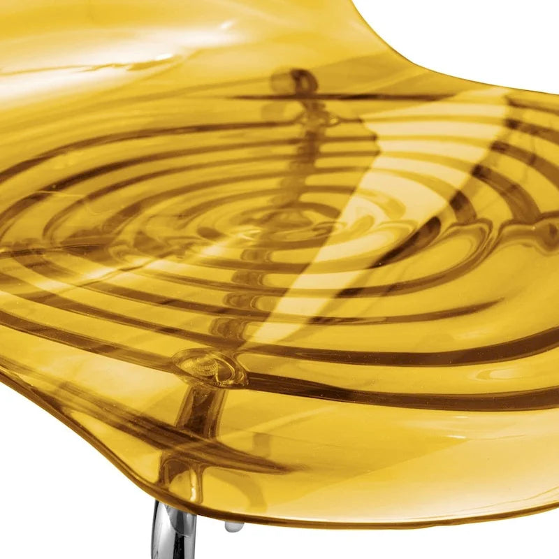 Astor Acrylic Dining Chair with Chrome Legs Modern Accent Side Chair Water Ripple Design Seats