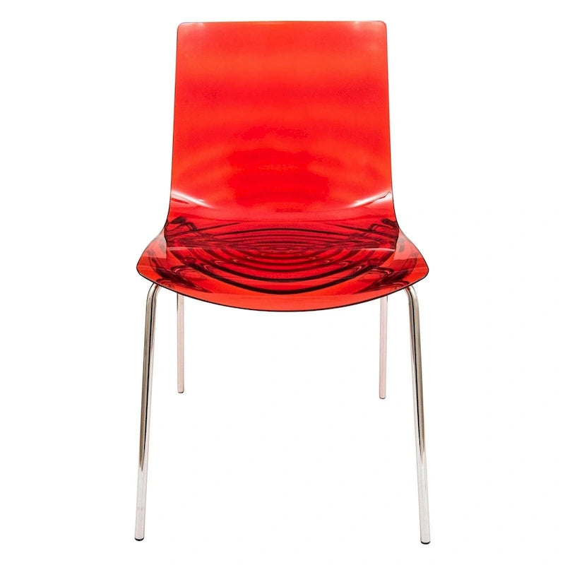 Astor Acrylic Dining Chair with Chrome Legs Modern Accent Side Chair Water Ripple Design Seats