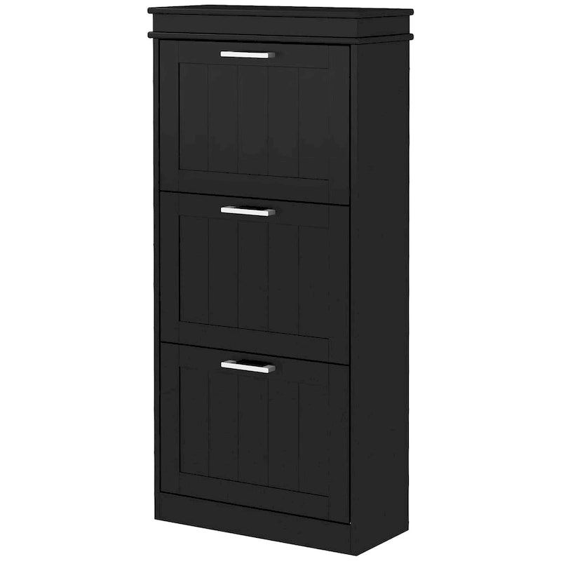 Shoe Cabinet for Entryway, Narrow Shoe Rack Storage Organizer with 3 Flip Drawers and Adjustable Shelves for 15 Pairs of Shoes