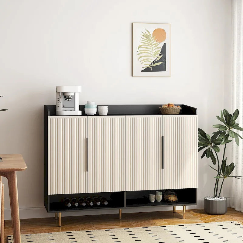 Sideboard,Shoe Cabinet with 4 Doors Large Modern Shoe Storage Organizer Cabinet with Adjustable Shelves