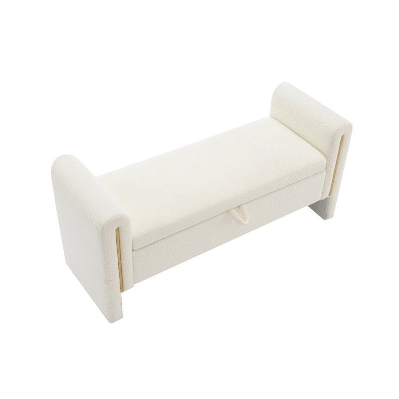 Christopher Knight Home - Athena Modern Teddy Fabric Bed-End Storage Bench with Arms