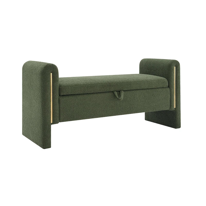 Christopher Knight Home - Athena Modern Teddy Fabric Bed-End Storage Bench with Arms