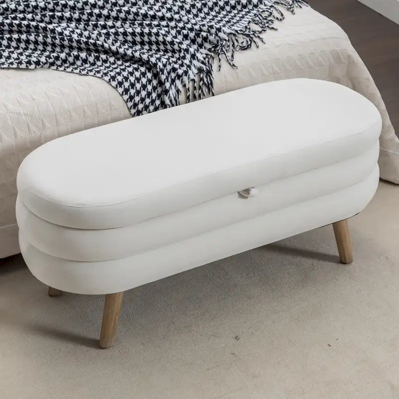 GDFStudio - Gene Velvet Tufted Storage Bench with Adjustable Foot Nails for Bedrooms and Living Spaces