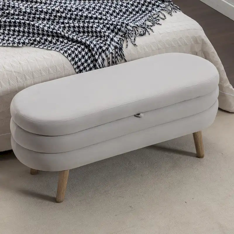 GDFStudio - Gene Velvet Tufted Storage Bench with Adjustable Foot Nails for Bedrooms and Living Spaces