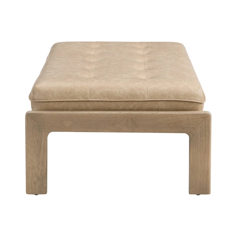 Table basse pouf rectangulaire capitonnée en cuir