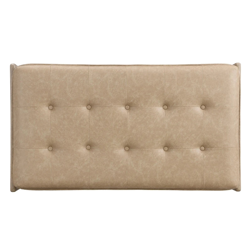 Table basse pouf rectangulaire capitonnée en cuir