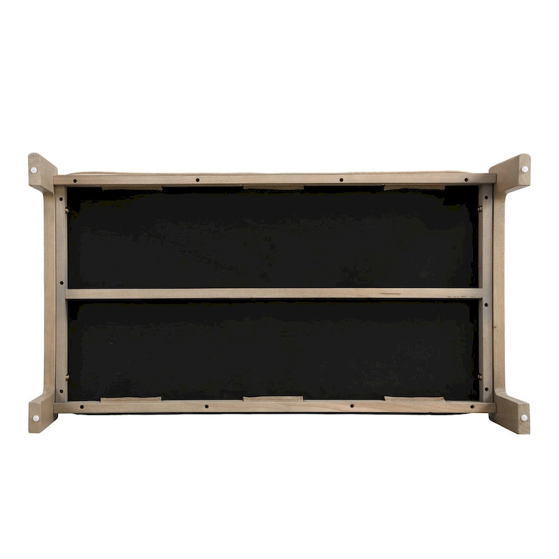 Table basse pouf rectangulaire capitonnée en cuir