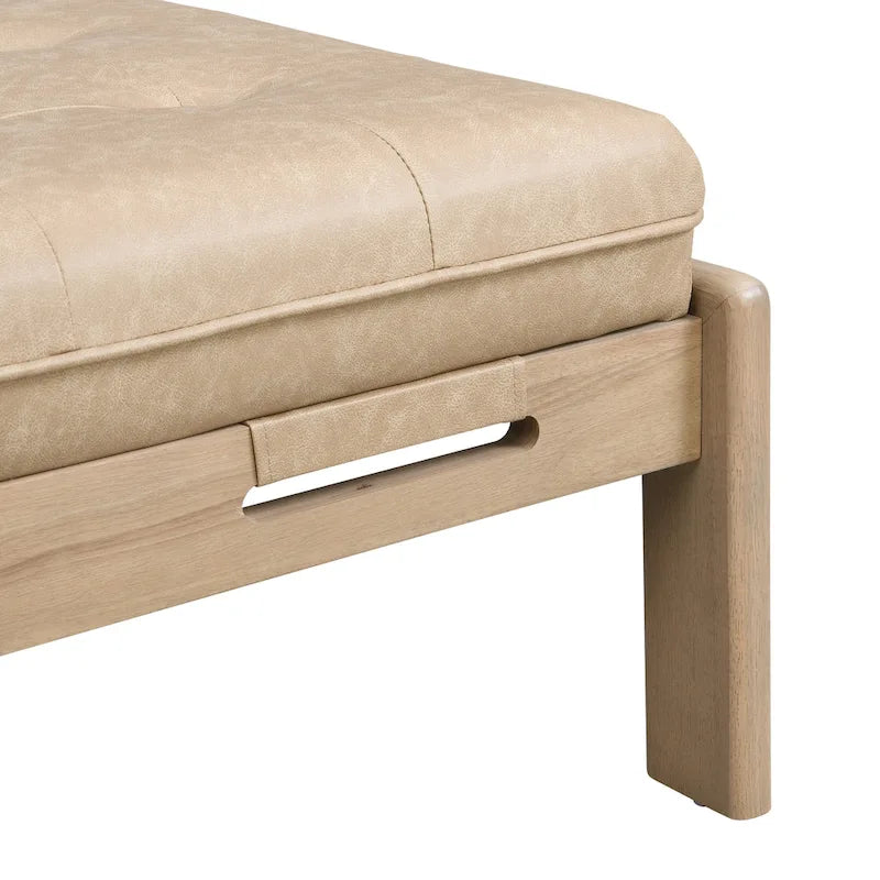 Table basse pouf rectangulaire capitonnée en cuir
