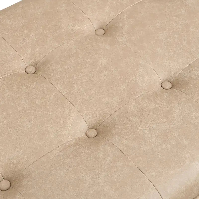 Table basse pouf rectangulaire capitonnée en cuir