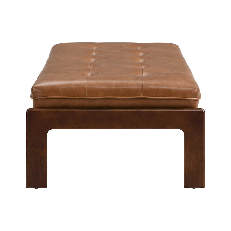 Table basse pouf rectangulaire capitonnée en cuir