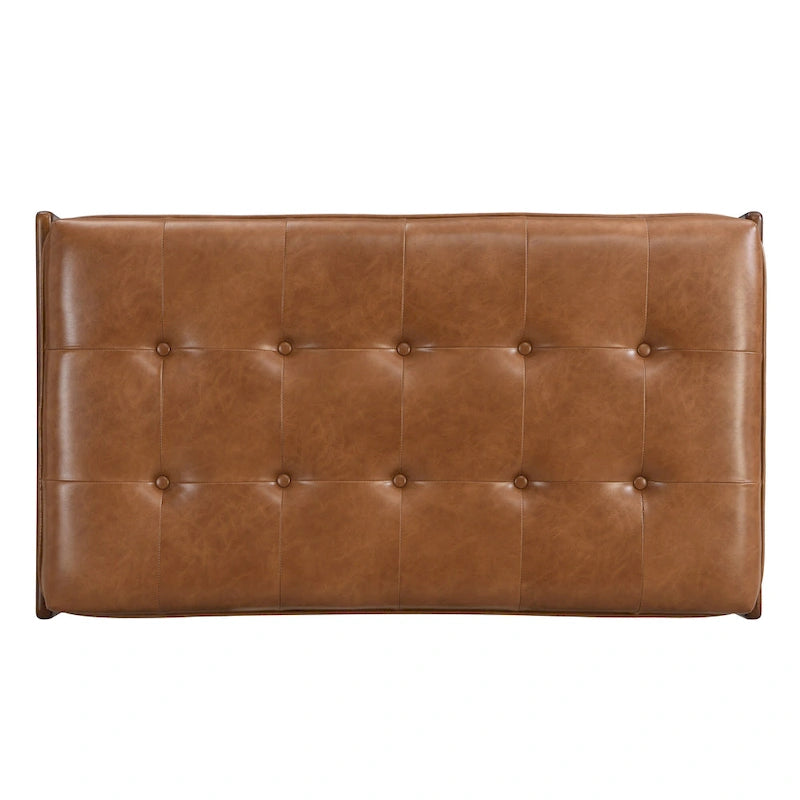 Table basse pouf rectangulaire capitonnée en cuir