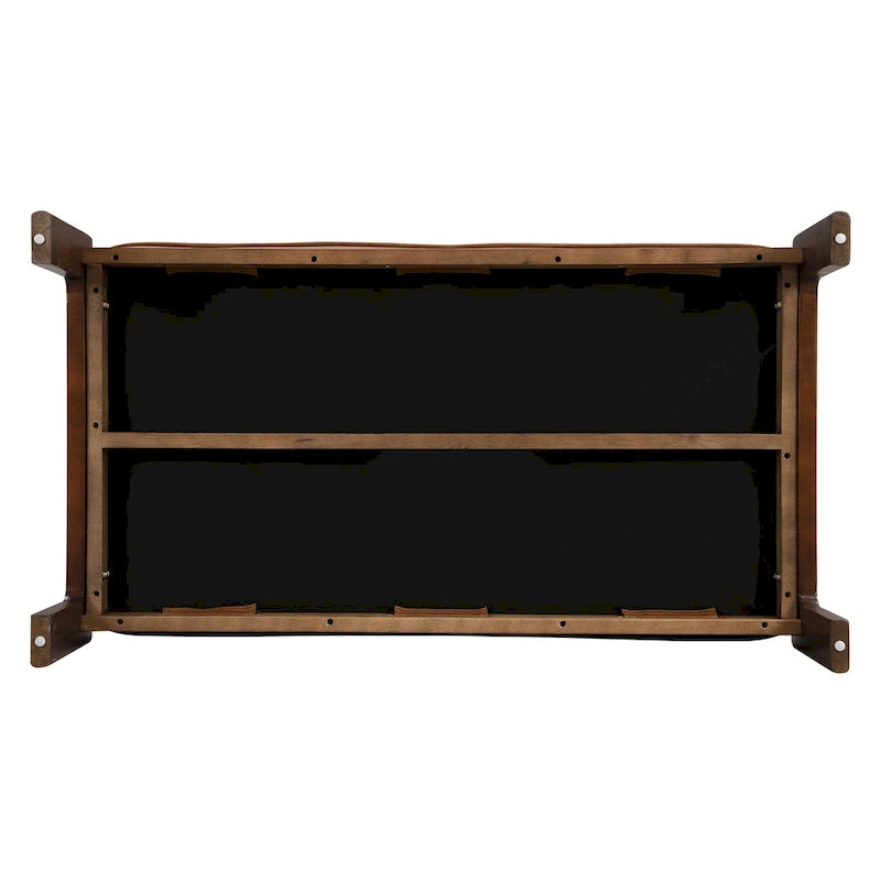 Table basse pouf rectangulaire capitonnée en cuir