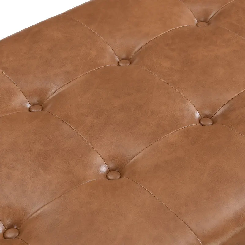 Table basse pouf rectangulaire capitonnée en cuir