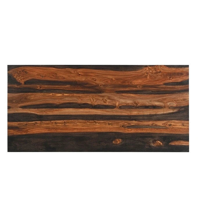 HomeRoots 54 Brown Live Edge Solid Wood Writing Desk With Three Drawers