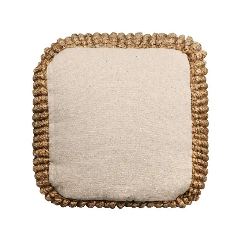 HomeRoots 18 Natural Jute Blend Cube Pouf Ottoman