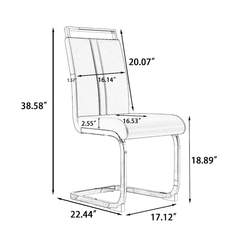 PU Leather High Back Upholstered Dining Chair w/ Metal Legs(Set of 4)