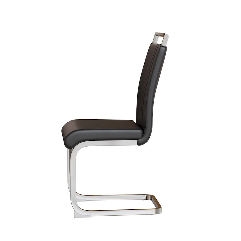 PU Leather High Back Upholstered Dining Chair w/ Metal Legs(Set of 4)