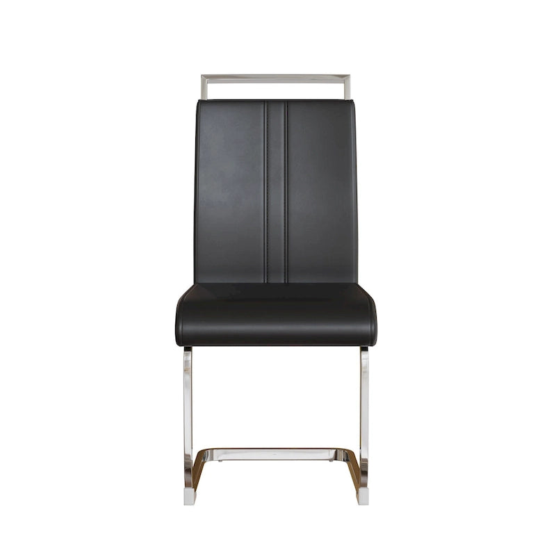PU Leather High Back Upholstered Dining Chair w/ Metal Legs(Set of 4)