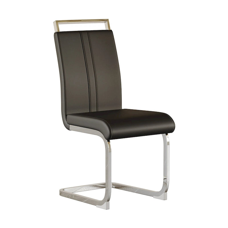 PU Leather High Back Upholstered Dining Chair w/ Metal Legs(Set of 4)