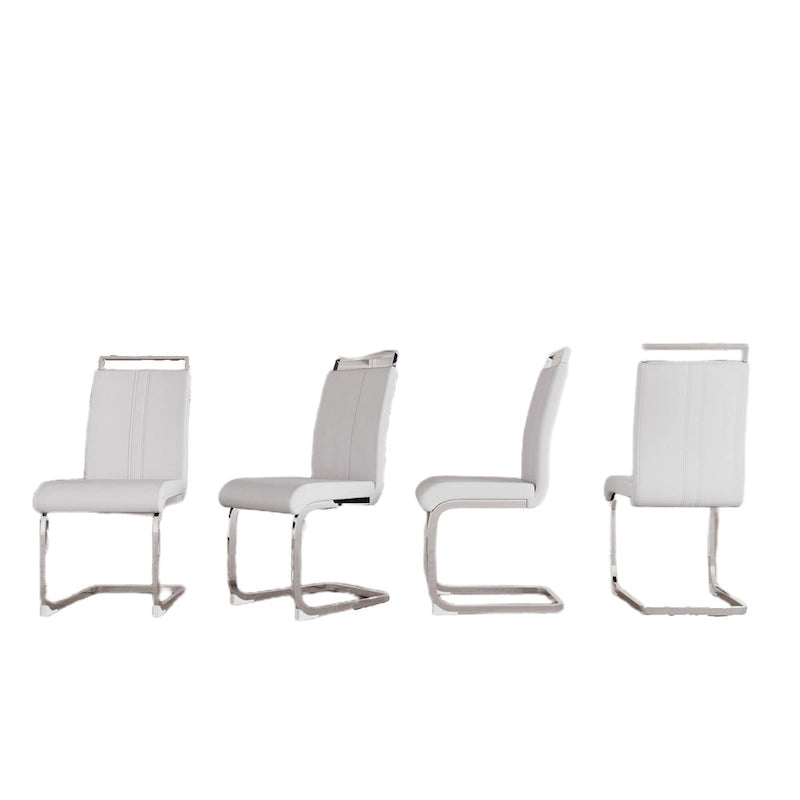 PU Leather High Back Upholstered Dining Chair w/ Metal Legs(Set of 4)