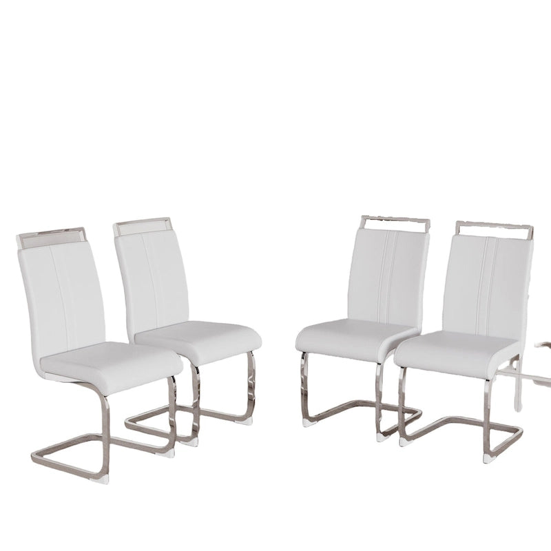 PU Leather High Back Upholstered Dining Chair w/ Metal Legs(Set of 4)