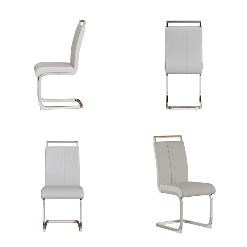 PU Leather High Back Upholstered Dining Chair w/ Metal Legs(Set of 4)