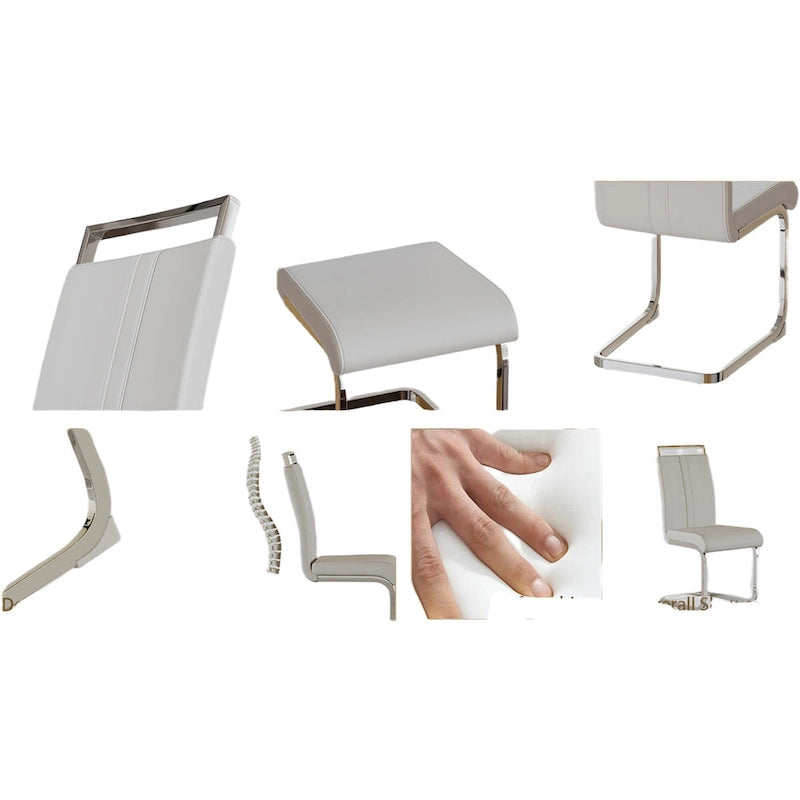 PU Leather High Back Upholstered Dining Chair w/ Metal Legs(Set of 4)