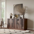 Hollow Cabinet Door Large Storage Cabinet For Living Room,Dining Room,Bedroom,Hall,Rosewood Oak,59.92W X 15.75D X 29.53H