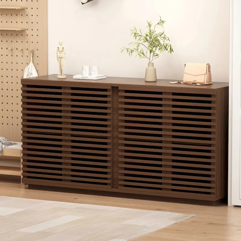 Hollow Cabinet Door Large Storage Cabinet For Living Room,Dining Room,Bedroom,Hall,Rosewood Oak,59.92W X 15.75D X 29.53H