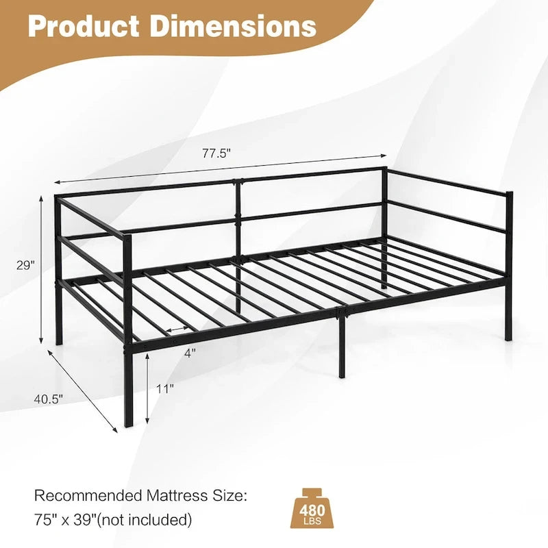 Gymax Twin Metal Daybed Frame Dual-use Platform Sofa Bed for Living