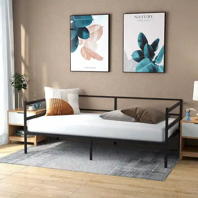 Gymax Twin Metal Daybed Frame Dual-use Platform Sofa Bed for Living