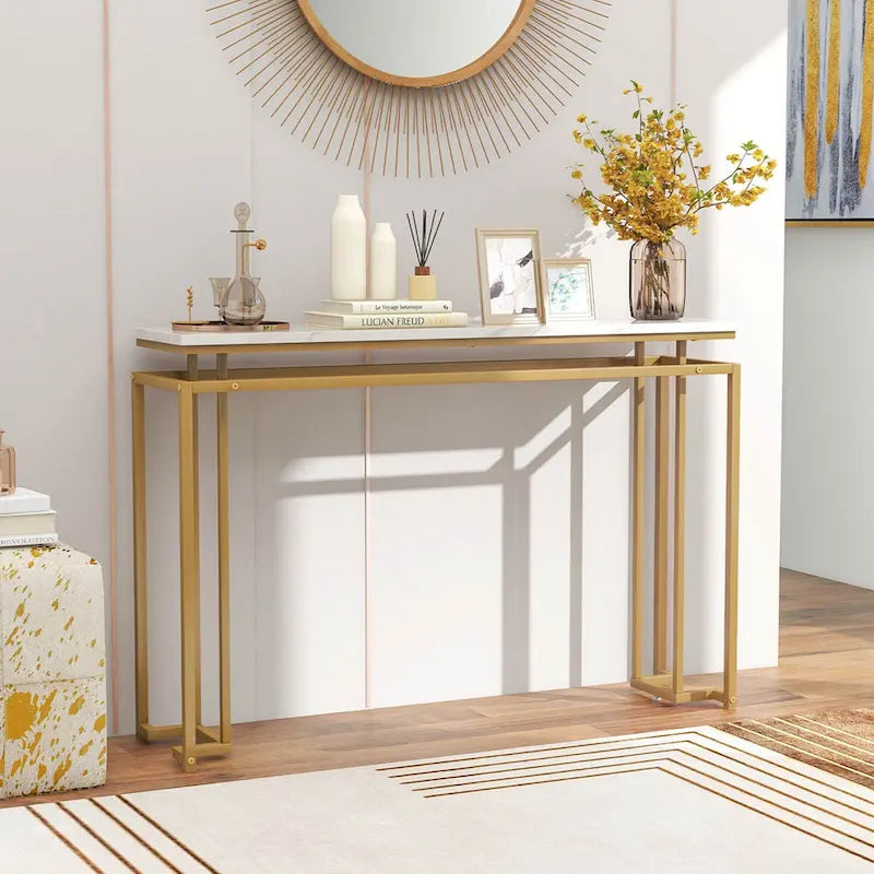 Console en faux marbre, table d'entrée moderne